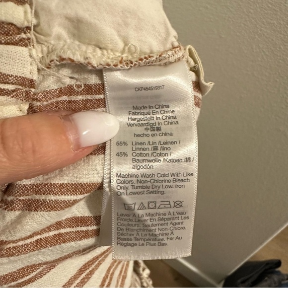 Madewell Linen-Cotton Track Trousers Off White Brown Striped Size XL Women’s - Picture 7 of 7